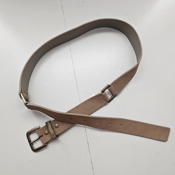 Banana Republic Womans Suede Leather Belt Tan Brass Buckle Small Boho Festival - Picture 2 of 6